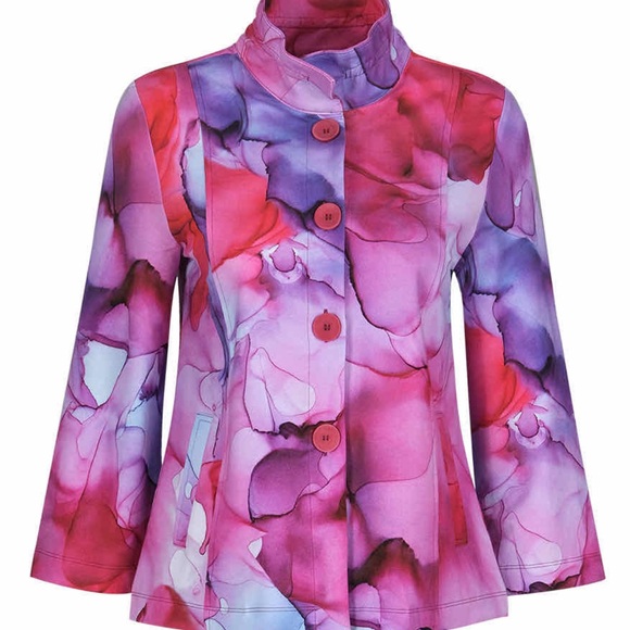 Dolcezza Jackets & Blazers - Simply Art by Dolcezza Vibrant Pink and Purple Button-Up Jacket Nwot
